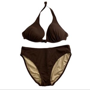 Victoria’s Secret Vintage 2 Piece Brown Bikini Swim Set Size 34B Bottom Large